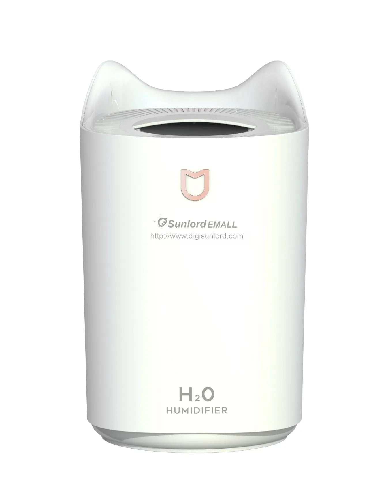 Double spray humidifier in Coral Pink or Glacier White with USB cable and three mist outlets