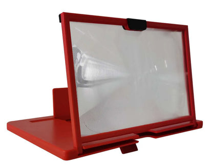 Desktop mobile phone screen magnifier holder showing 3D HD magnification and anti-blue light feature in black colour