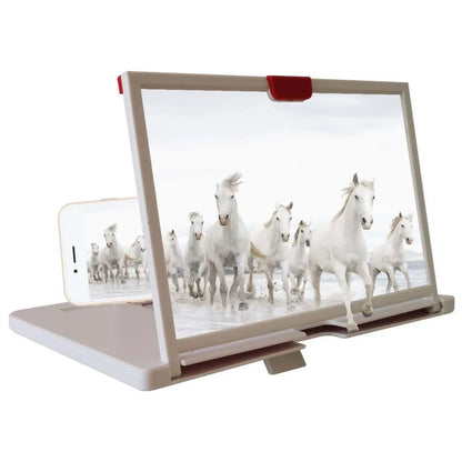 Desktop mobile phone screen magnifier holder showing 3D HD magnification and anti-blue light feature in black colour