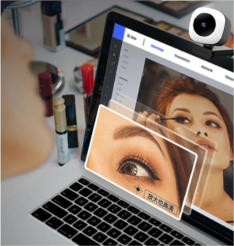 2K Auto Focus Web Camera with built-in beauty light for PC laptop
