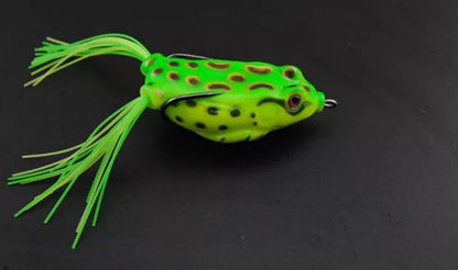 PVC pond fishing bait simulation in green, tachibana, light green pockmark, black, and yellow
