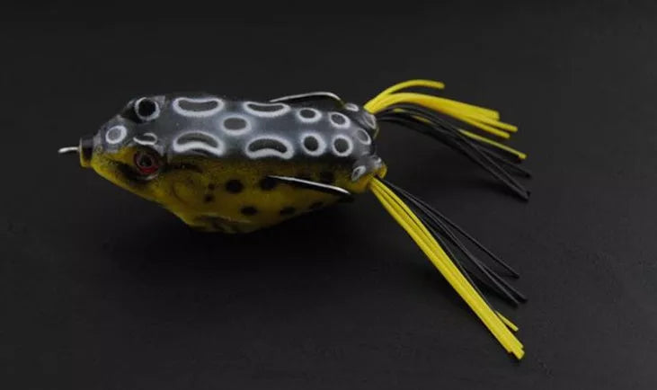 PVC pond fishing bait simulation in green, tachibana, light green pockmark, black, and yellow