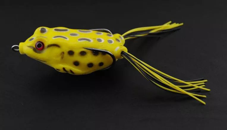 PVC pond fishing bait simulation in green, tachibana, light green pockmark, black, and yellow