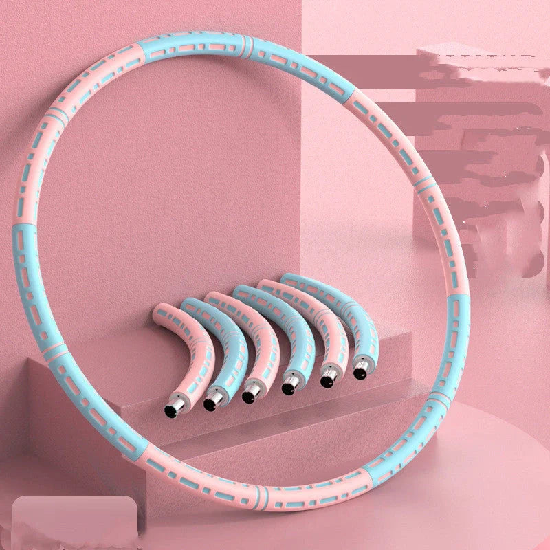 Adjustable Fitness Hoop in blue and white for waist and hip training