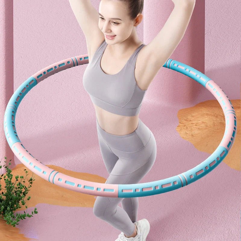 Adjustable Fitness Hoop in blue and white for waist and hip training