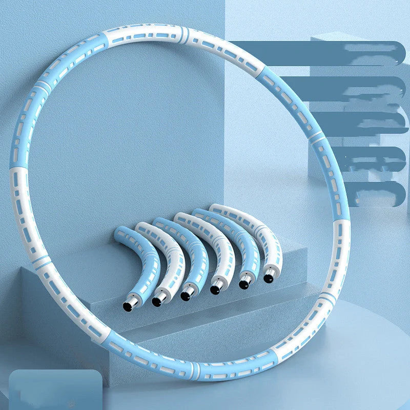 Adjustable Fitness Hoop in blue and white for waist and hip training