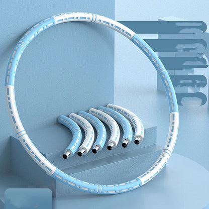 Adjustable Fitness Hoop in blue and white for waist and hip training