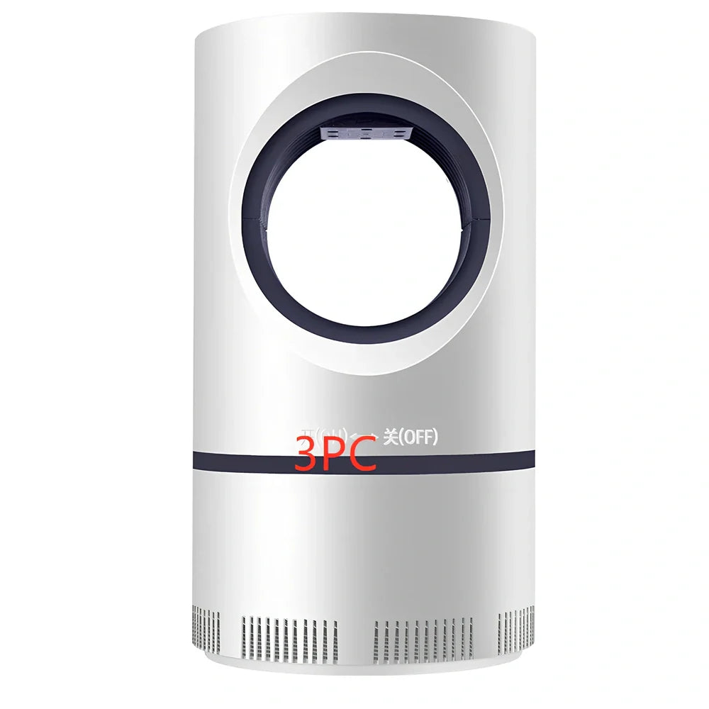 White USB photocatalytic mosquito trap size L 12x21.5cm with 360-degree UV light and detachable net for 51-100 square metre rooms