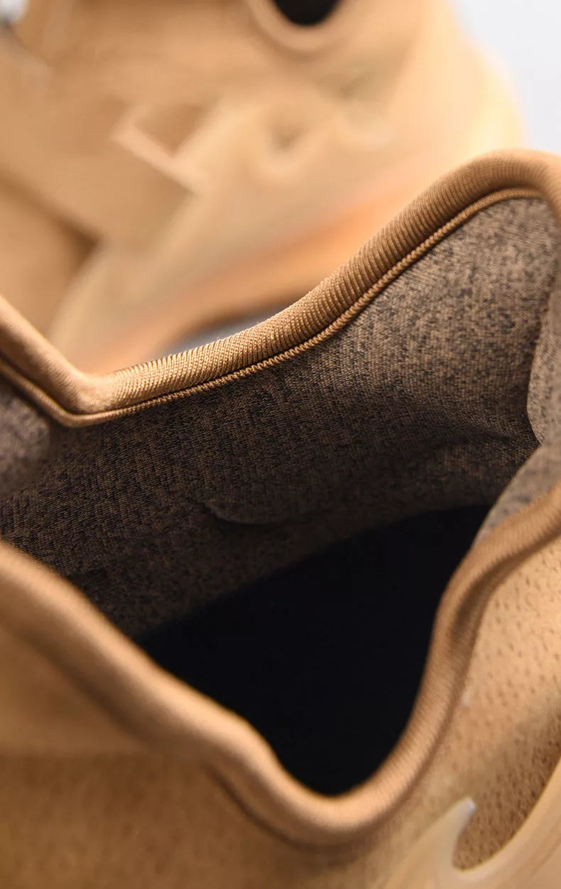 Men's leather sneakers in white, black, and golden sand with Velcro closure