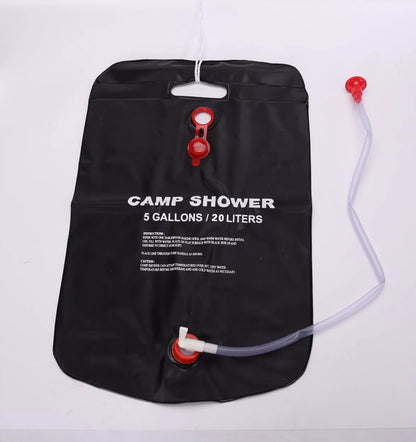 20L Folding PVC Outdoor Camping Shower Water Bag in black