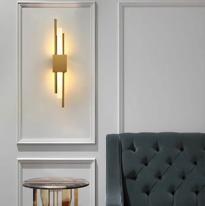 Copper wall mounted bedside lamp with free wiring and PMMA shade in black or golden finish