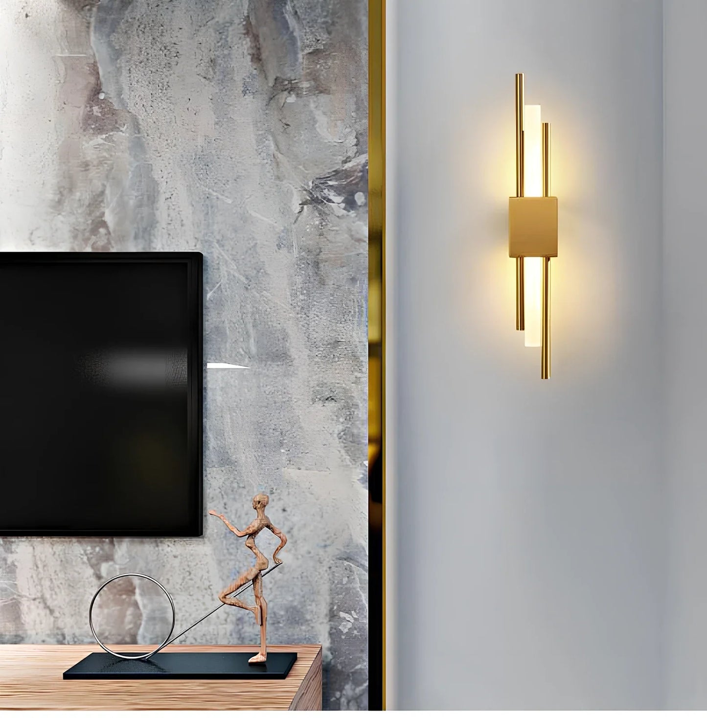 Copper wall mounted bedside lamp with free wiring and PMMA shade in black or golden finish
