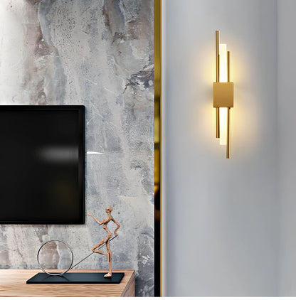 Copper wall mounted bedside lamp with free wiring and PMMA shade in black or golden finish
