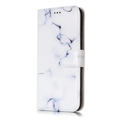 Marble pattern flip wallet iPhone case with 3D cartoon animal design, shown closed and open.