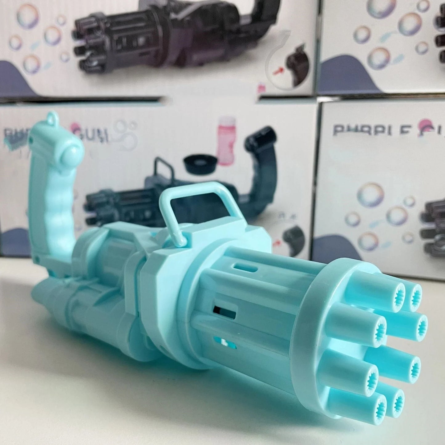 Colorful bubble blower machine toy for kids with various color options and bubble solution