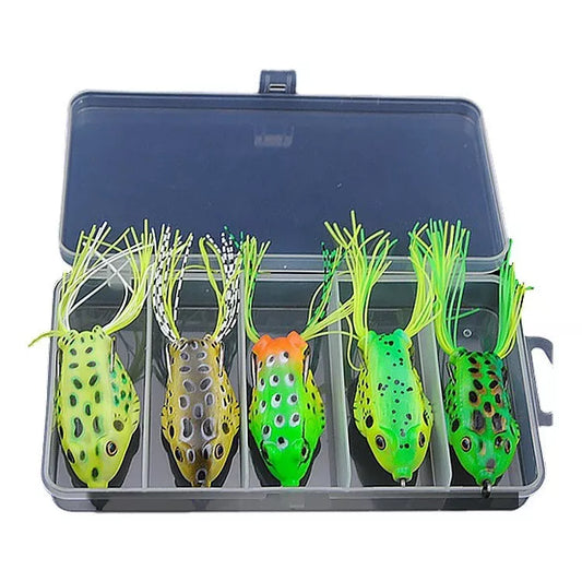 PVC pond fishing bait simulation in green, tachibana, light green pockmark, black, and yellow