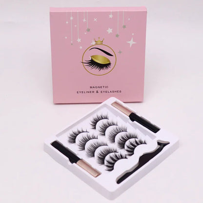 Magnetic eyelashes and eyeliner set with five pairs of false mink lashes in colour 003.