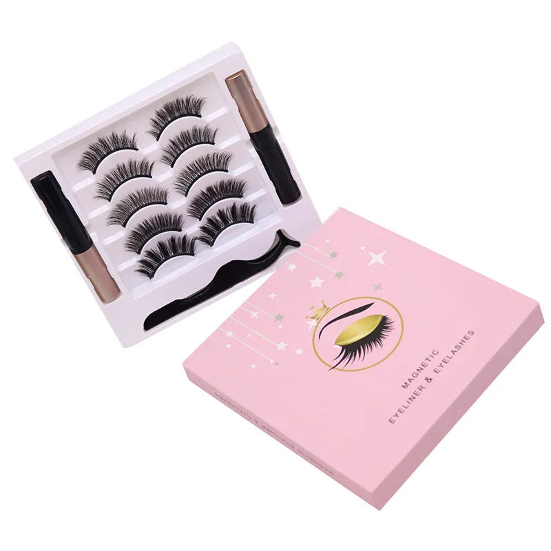 Magnetic eyelashes and eyeliner set with five pairs of false mink lashes in colour 003.