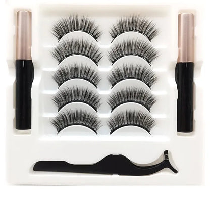 Magnetic eyelashes and eyeliner set with five pairs of false mink lashes in colour 003.