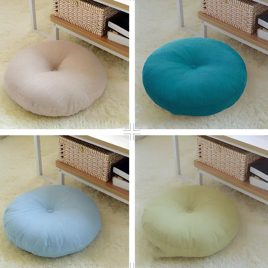Japanese tatami floor cushion in lake blue with removable washable cover for meditation seating