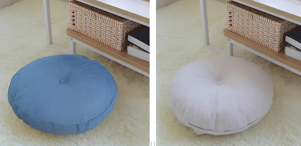 Japanese tatami floor cushion in lake blue with removable washable cover for meditation seating