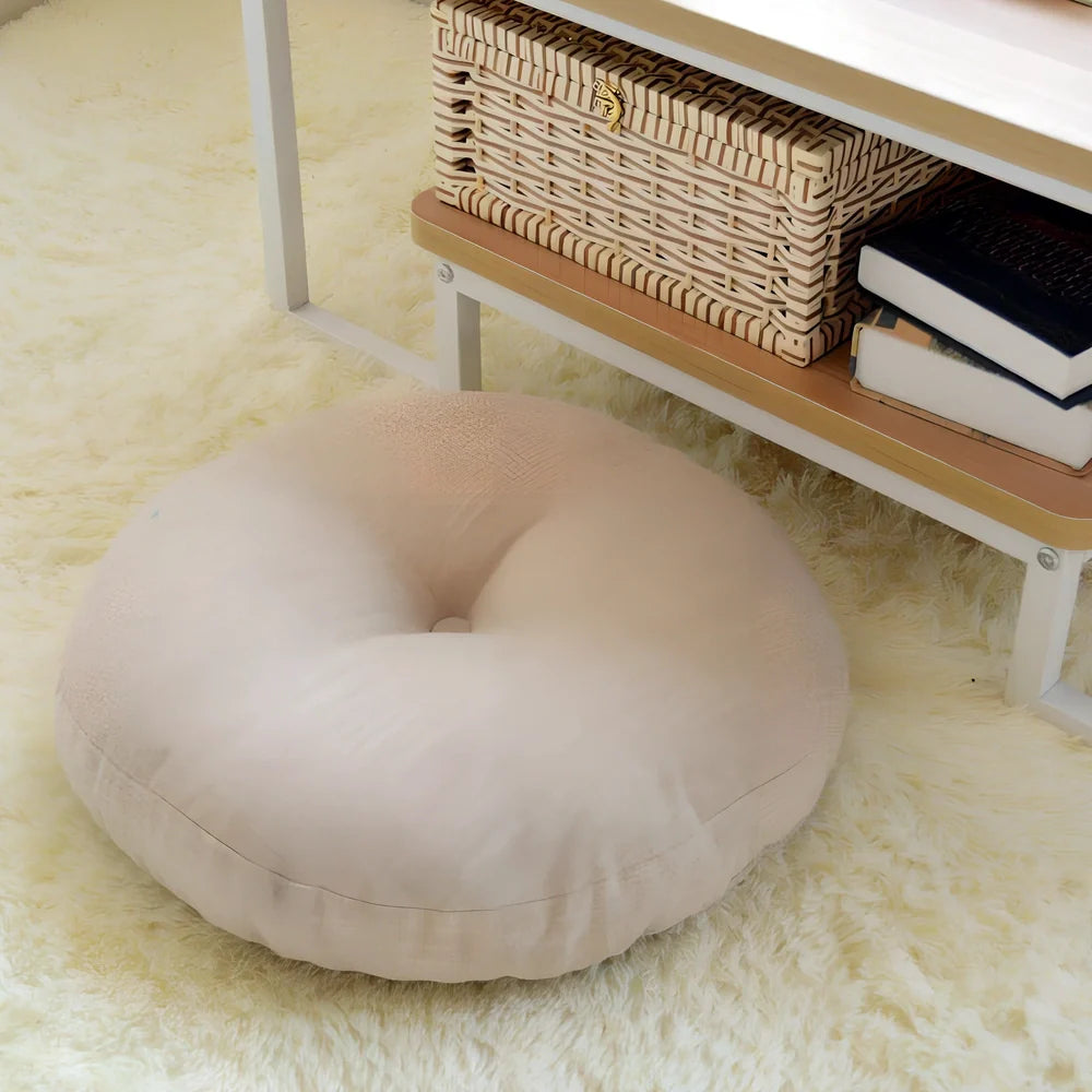 Japanese tatami floor cushion in lake blue with removable washable cover for meditation seating