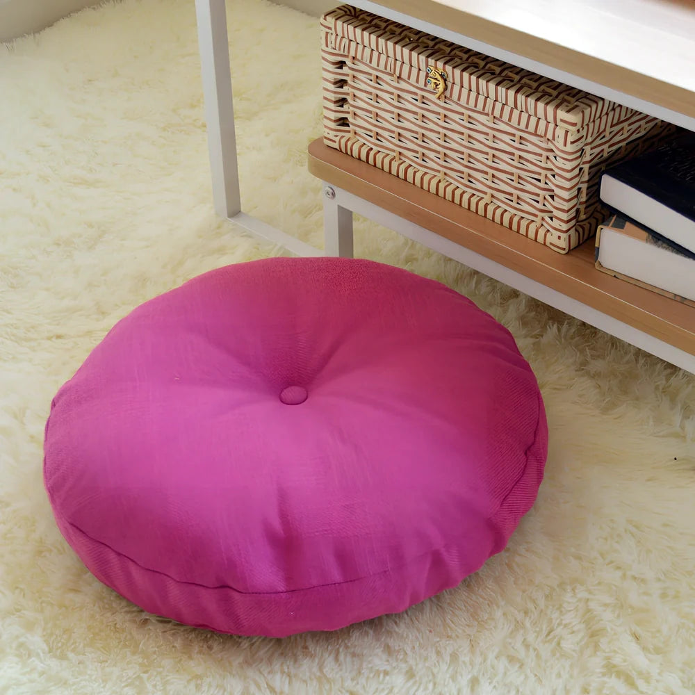 Japanese tatami floor cushion in lake blue with removable washable cover for meditation seating