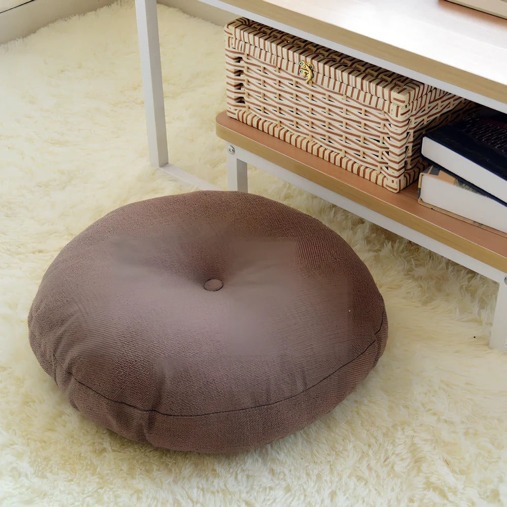 Japanese tatami floor cushion in lake blue with removable washable cover for meditation seating