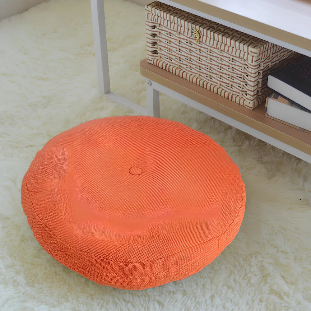 Japanese tatami floor cushion in lake blue with removable washable cover for meditation seating
