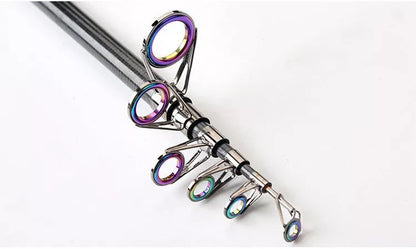 Carbon fiber telescopic spinning fishing rod for sea fishing with metal handle
