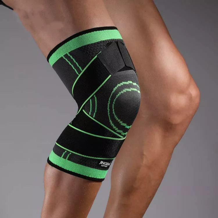 Breathable nylon knee pads for cycling and sports, available in green and orange
