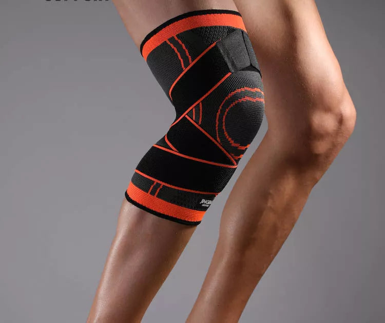 Breathable nylon knee pads for cycling and sports, available in green and orange
