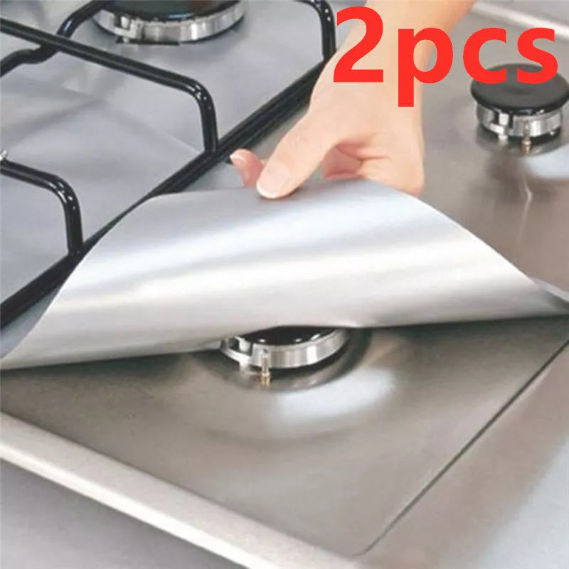 Gas Stove Protective Pad in black, silver, or beige, 27x27cm, high-temperature resistant