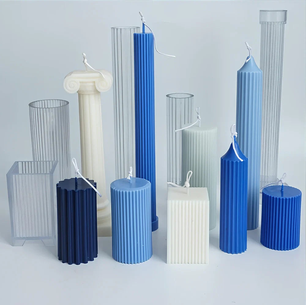 Semi-transparent acrylic candle mould showing temperature resistance from -40°C to 220°C with six style options