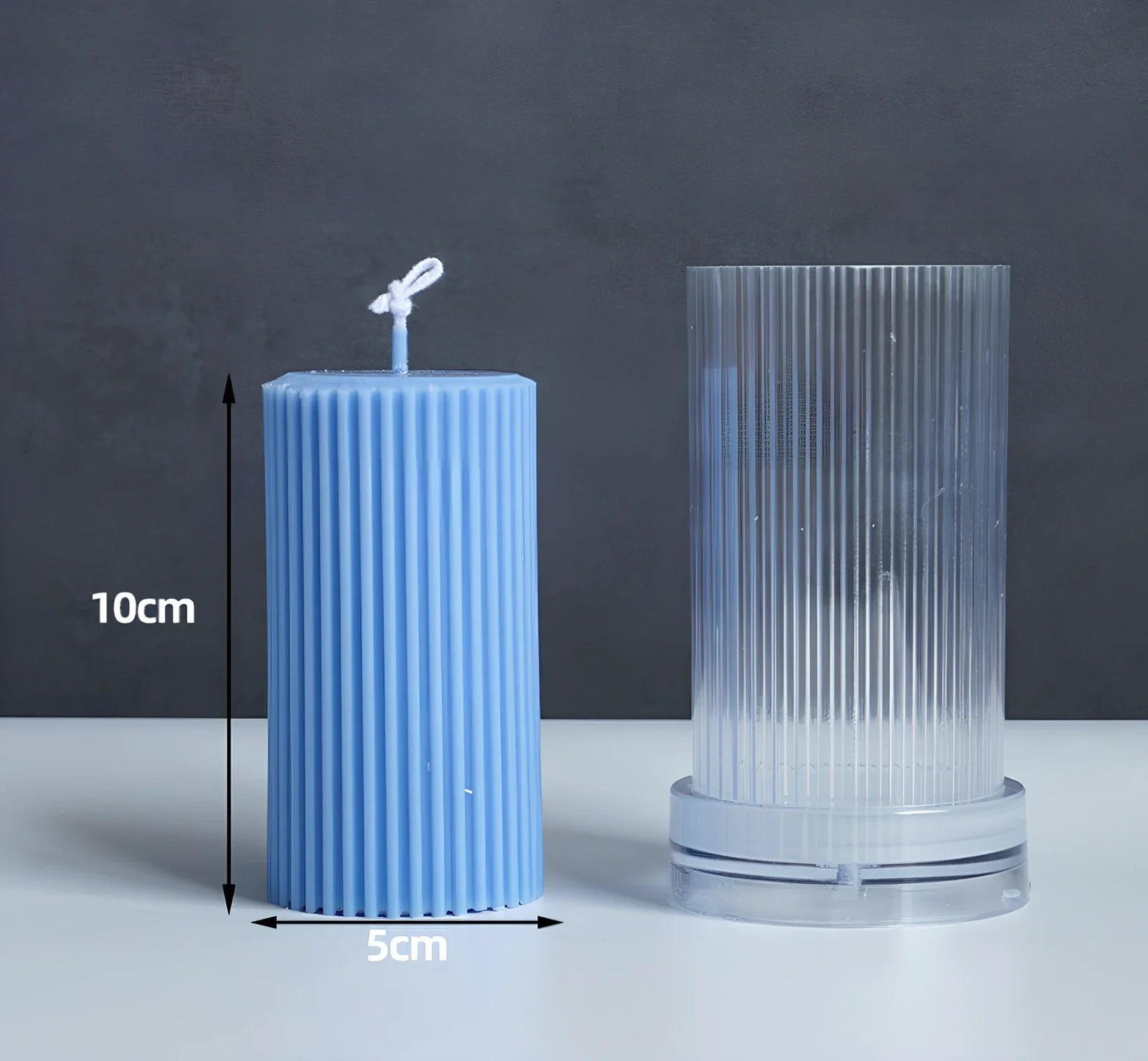 Semi-transparent acrylic candle mould showing temperature resistance from -40°C to 220°C with six style options