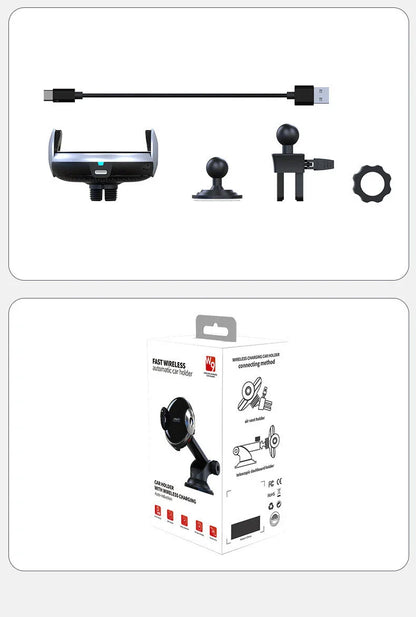 Magnetic car phone holder with wireless charging for secure, hands-free smartphone use while driving