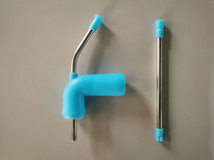Beer snorkel straw with stainless steel rod, TPE mouthpiece, and vent pipe for faster drinking from bottles