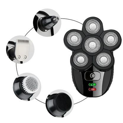 Men's rechargeable electric shaver with USB charging cable and waterproof design