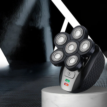 Men's rechargeable electric shaver with USB charging cable and waterproof design