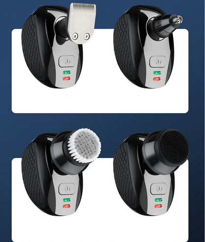 Men's rechargeable electric shaver with USB charging cable and waterproof design