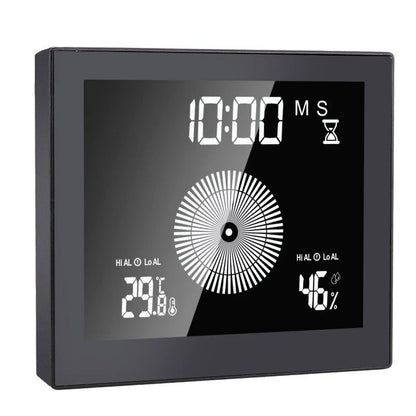Waterproof bathroom wall clock with temperature and humidity display, modern design for bathroom decor