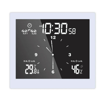 Waterproof bathroom wall clock with temperature and humidity display, modern design for bathroom decor