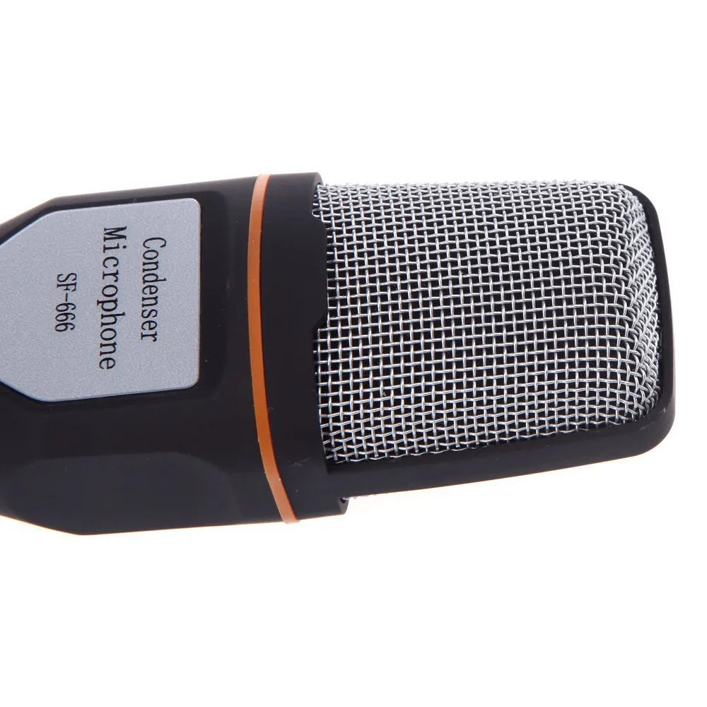 Black wired microphone with clip, 13.3cm height, 1.85m cable, for PC chatting and karaoke