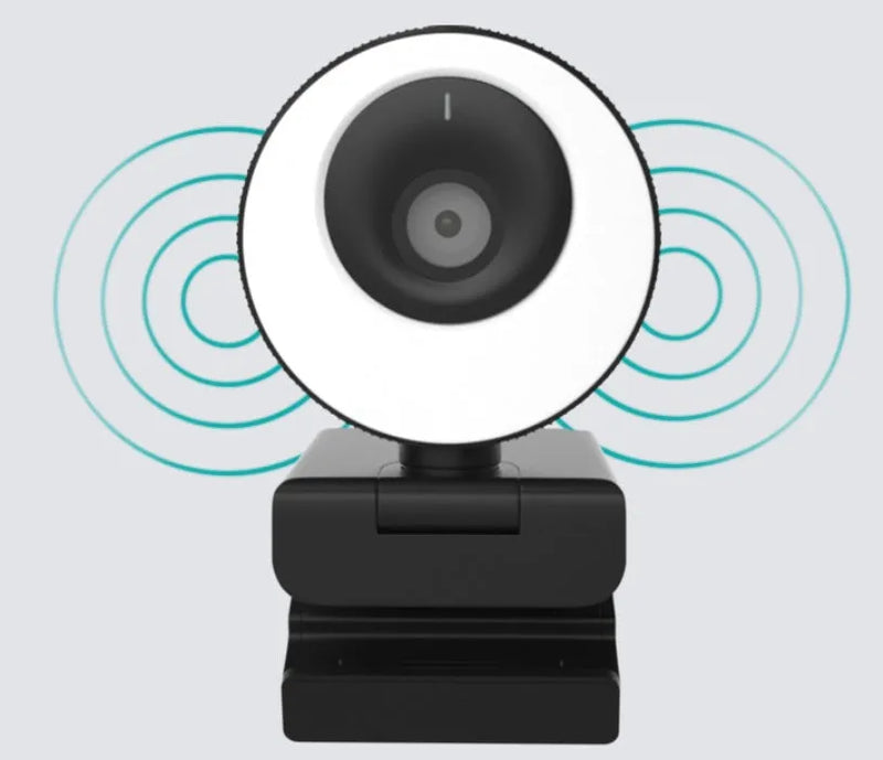 USB webcam for computers with 1080p Full HD resolution at 60fps frame rate featuring CMOS sensor and built-in microphone offering automatic focus and night vision function with magnetic privacy cover in black