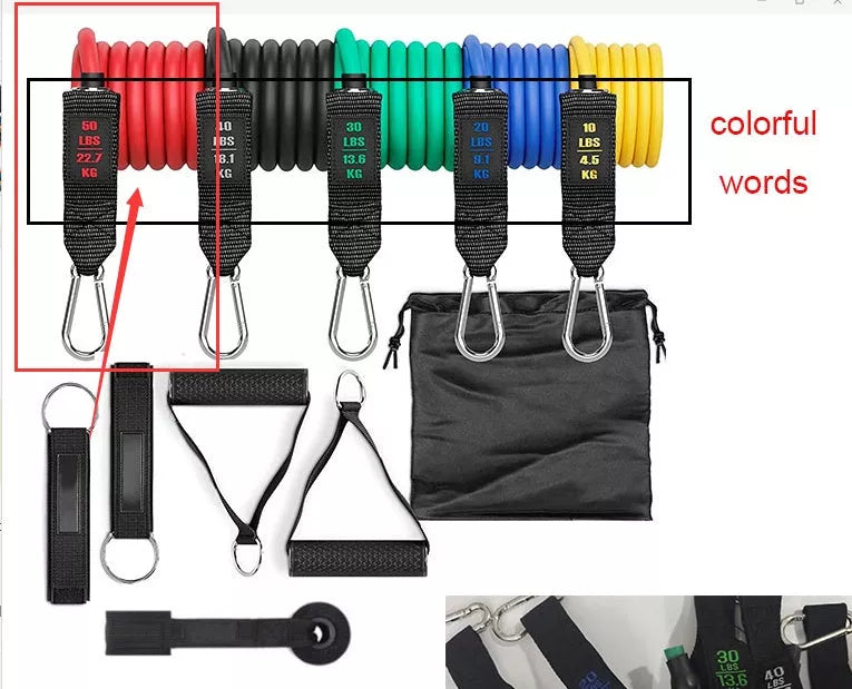 Fitness Rally Elastic Rope Resistance Band Set in multiple colors for full-body workouts