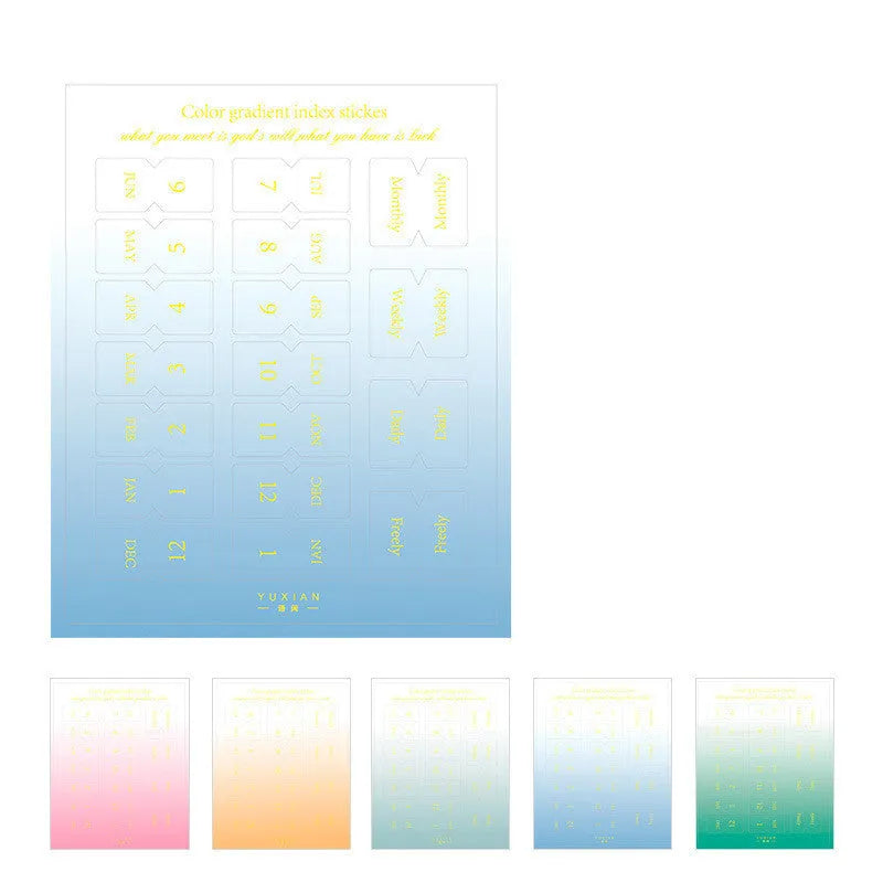 Morandi gradient bookmark stickers on kraft paper, 88x110mm size, pack of 10 sheets