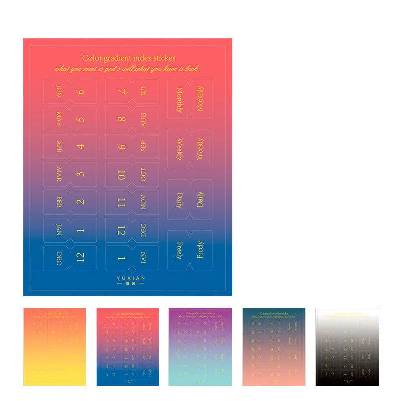 Morandi gradient bookmark stickers on kraft paper, 88x110mm size, pack of 10 sheets