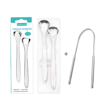 Stainless steel U-shaped tongue scraper measuring 19.5cm with rose gold finish