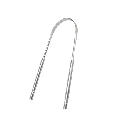 Stainless steel U-shaped tongue scraper measuring 19.5cm with rose gold finish