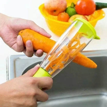 Multifunctional peeler with stainless steel blade and green storage box